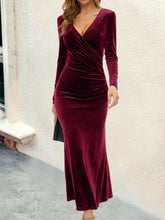 Bodycon V-neck Wrap Slim Fishtail Evening Maxi Dress InsStreet